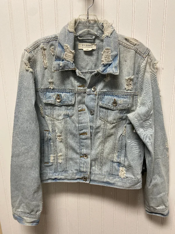 Jacket Denim By Ci Sono In Blue Denim, Size: L