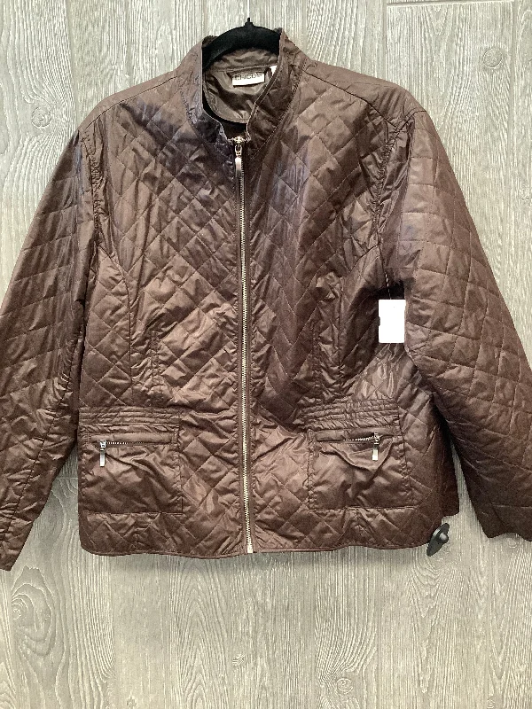 Jacket Puffer & Quilted By Chicos In Brown, Size: Xl