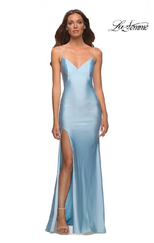 La Femme 30435 Stone Strap V Neck Gown