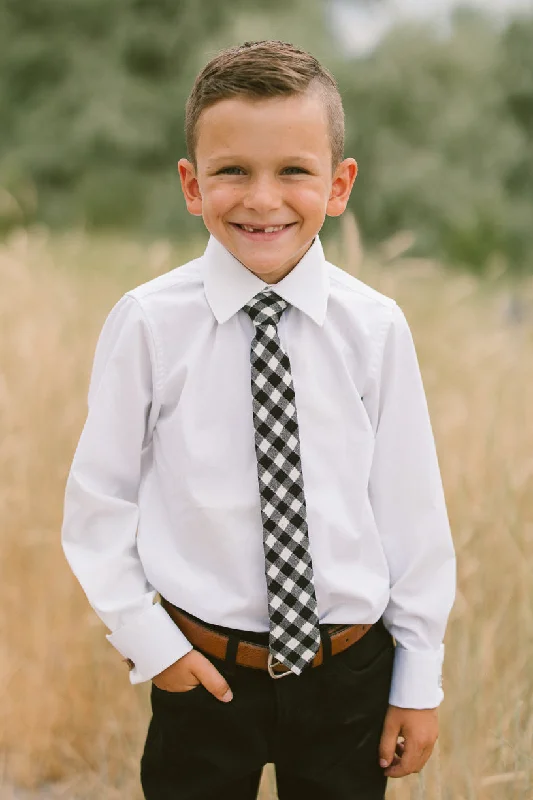 Boys Max Tie in Cupcake Black Gingham